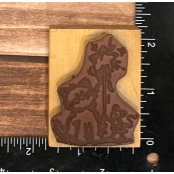 2001 PEDDLERS PACK 1207F WOOD MOUNTED RUBBER STAMP CAT MOUSE CHRISTMAS TREE - Picture 3 of 3